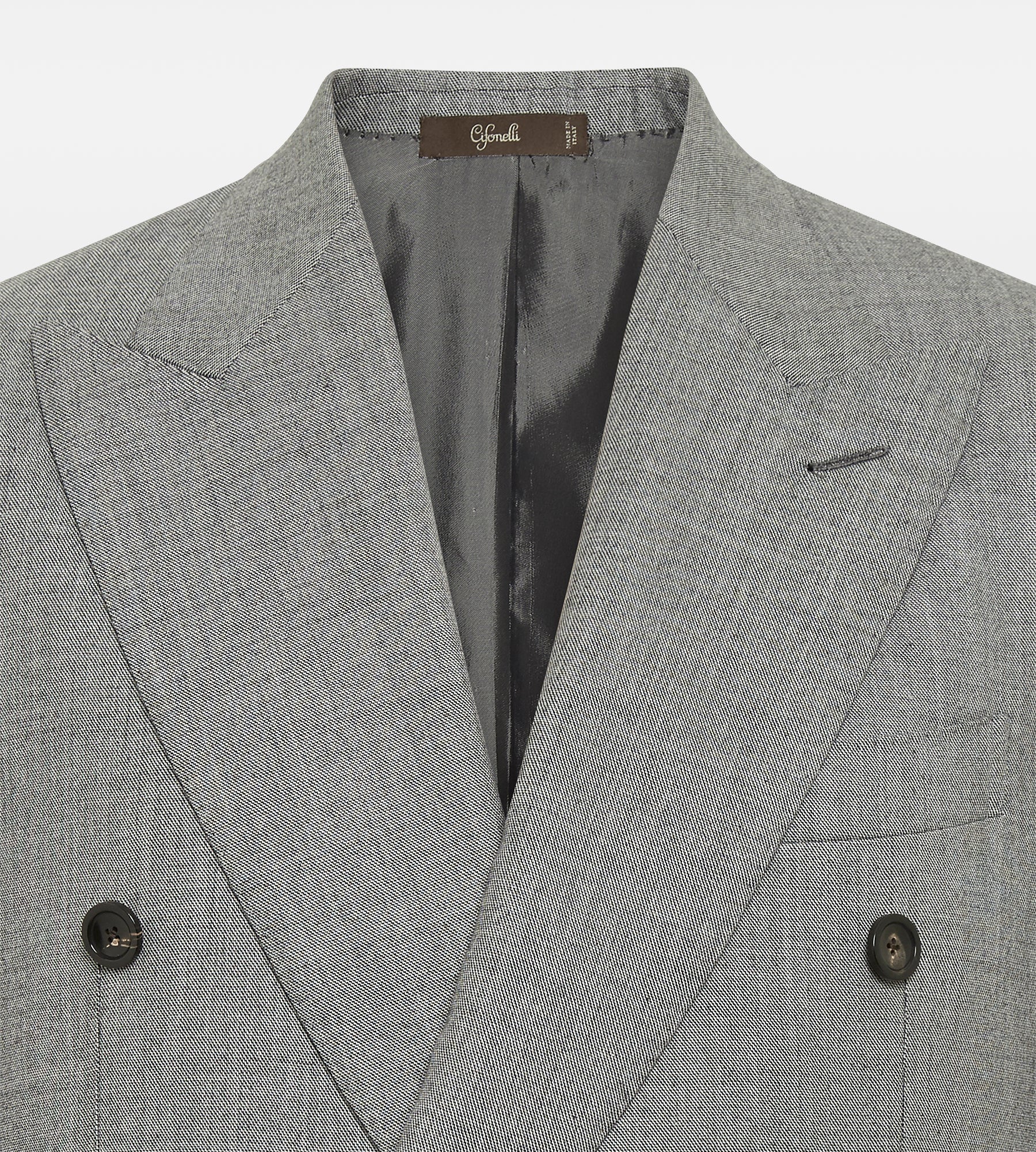 Costume croisé bas 6x1 gris en laine
