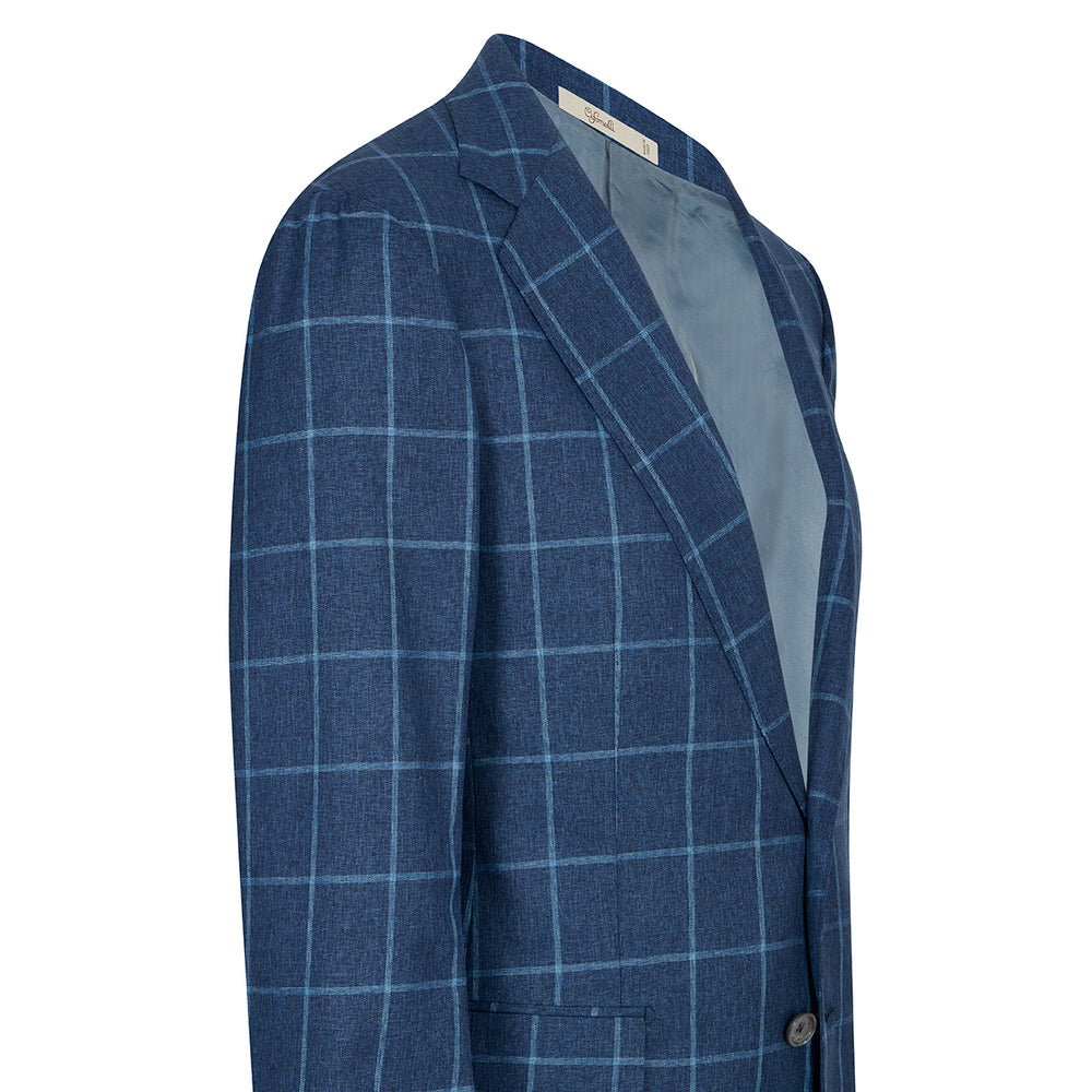 Veste en mélange de laine bleu à carreaux fenêtre