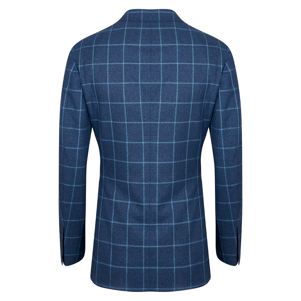 Veste en mélange de laine bleu à carreaux fenêtre