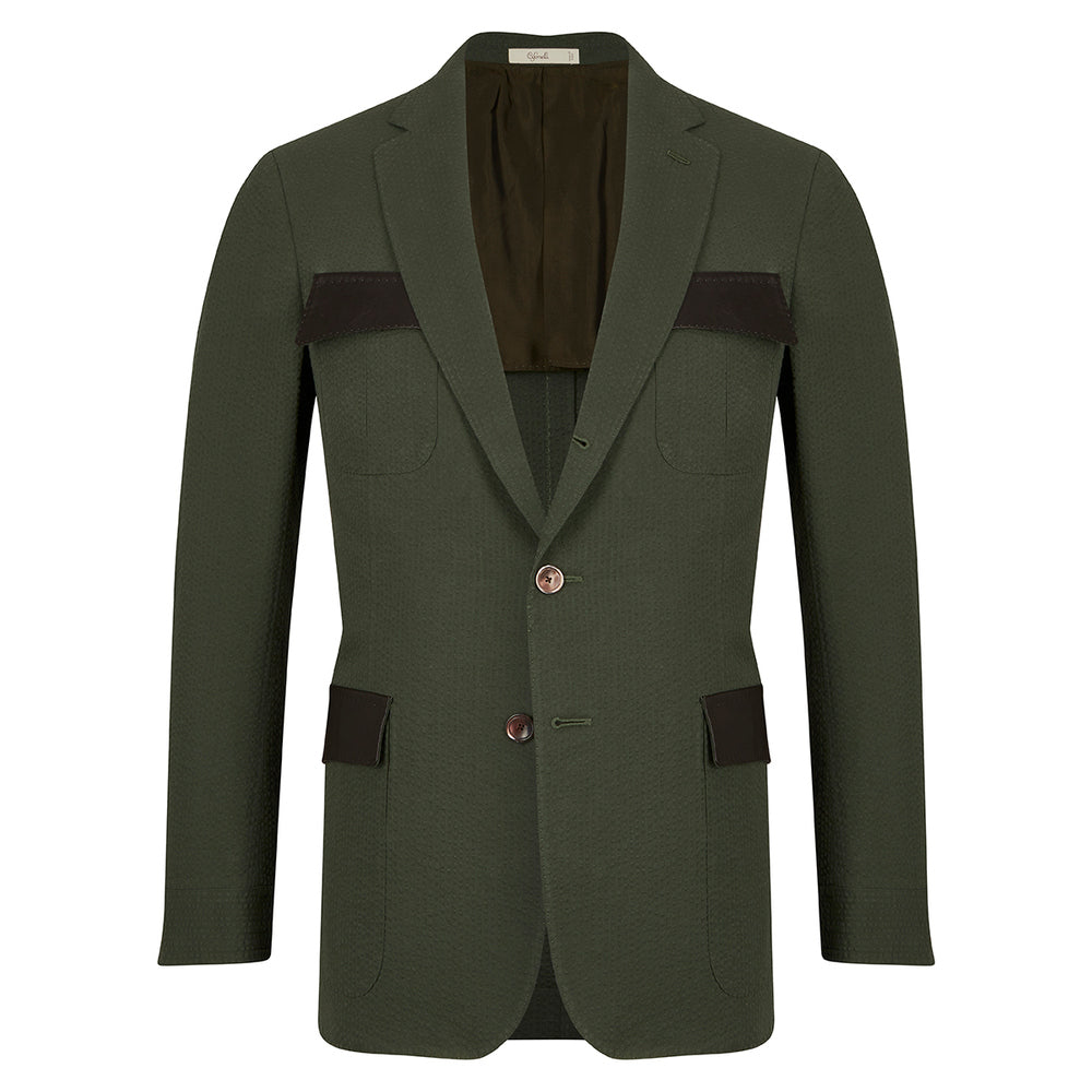 Veste Lorenzo verte en coton seersucker