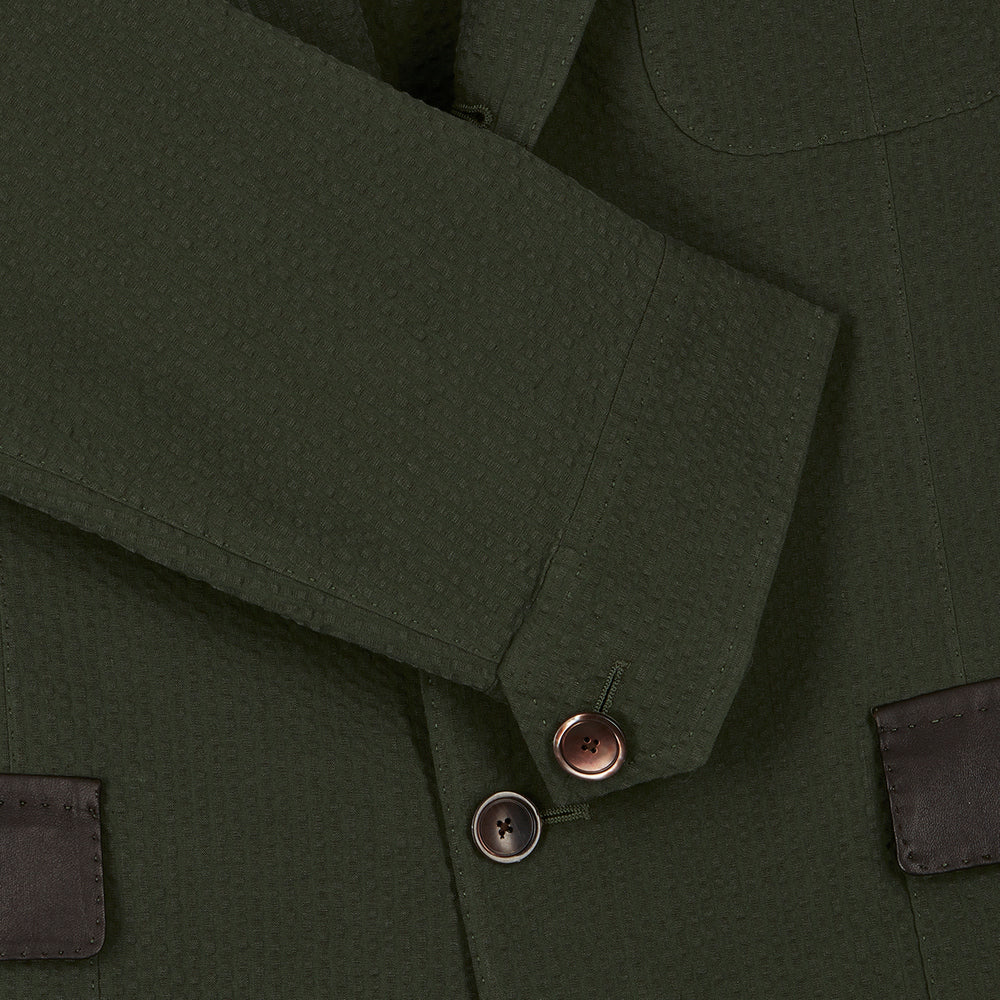 Veste Lorenzo verte en coton seersucker