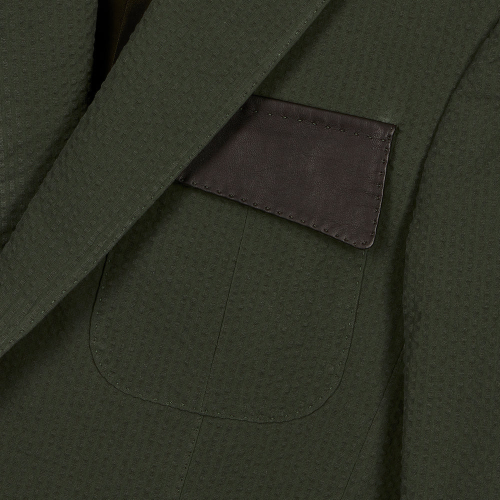Veste Lorenzo verte en coton seersucker