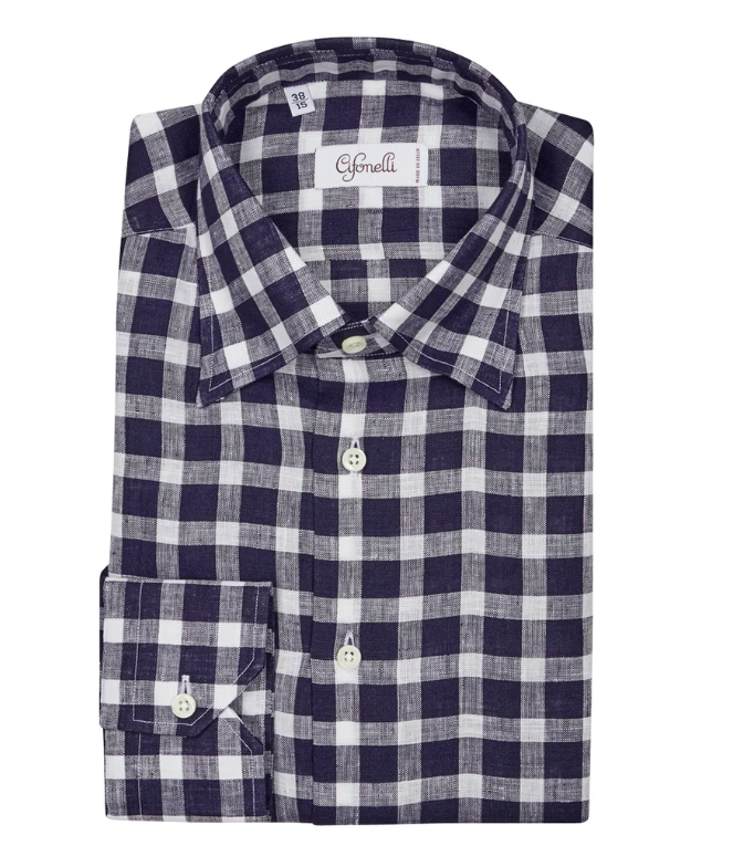 Chemise bleue et blanche en coton à carreaux