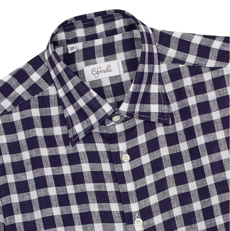Chemise bleue et blanche en coton à carreaux
