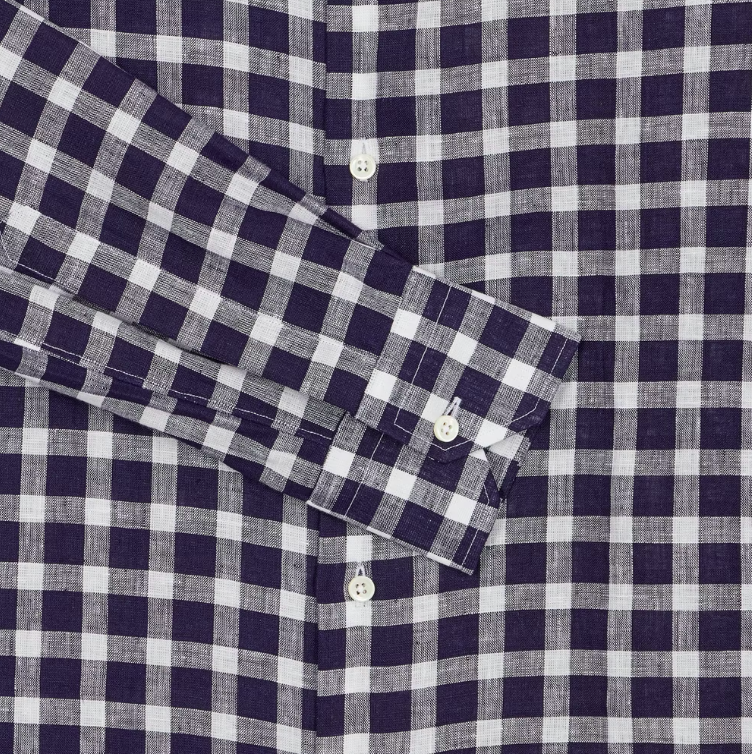 Chemise bleue et blanche en coton à carreaux