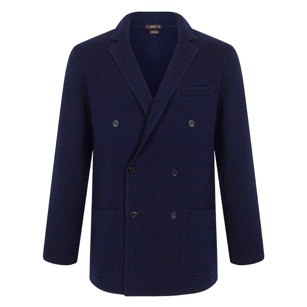 Cardigan croisé bleu marine en cachemire