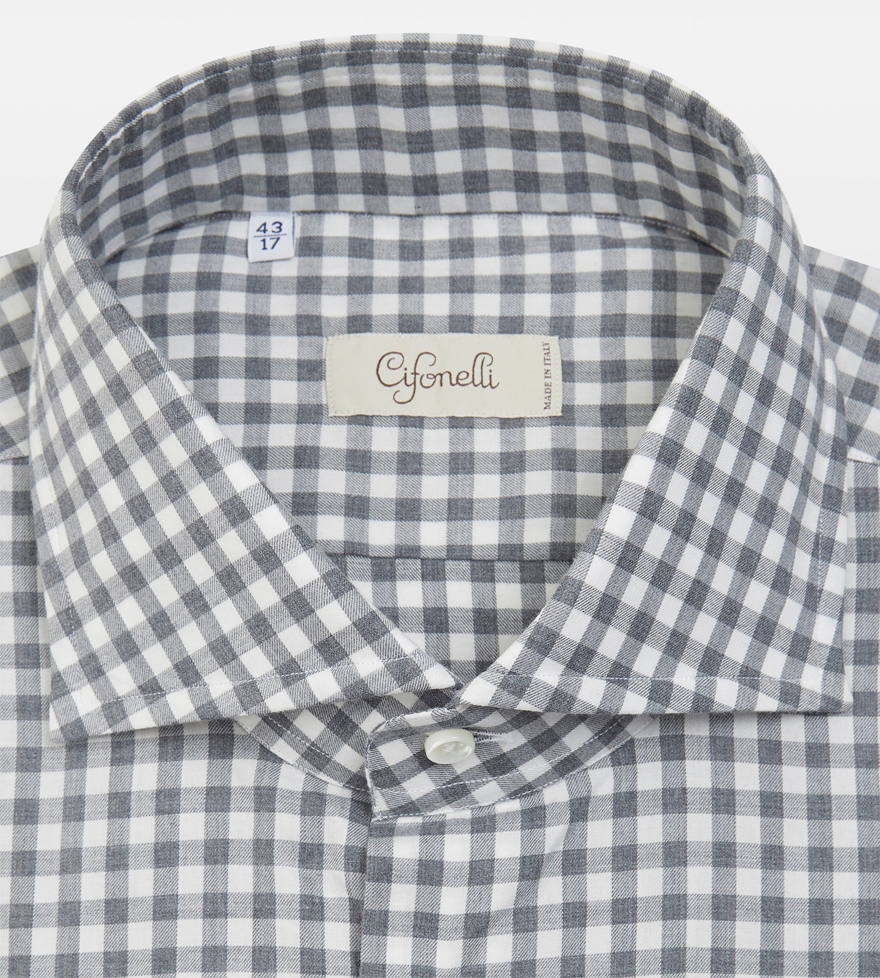 Chemise grise en coton à carreaux