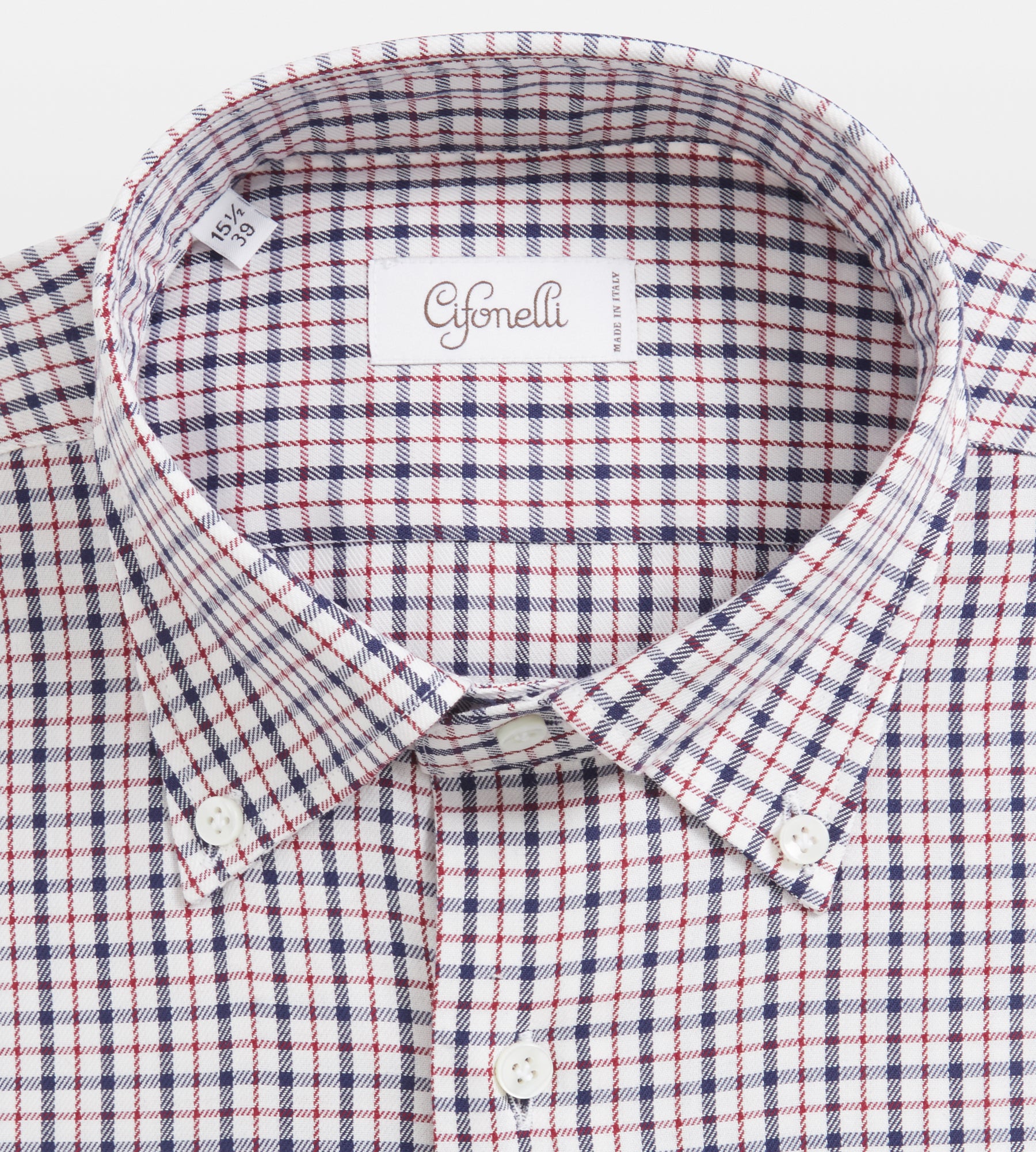 Chemise bleue, blanche et rouges en coton à carreaux