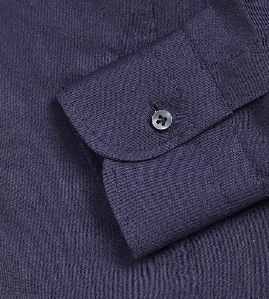 Chemise bleu foncé à col indien