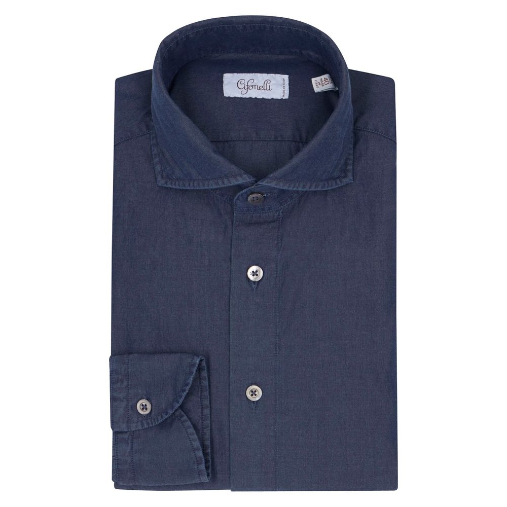 Chemise bleu nuit délavé en coton