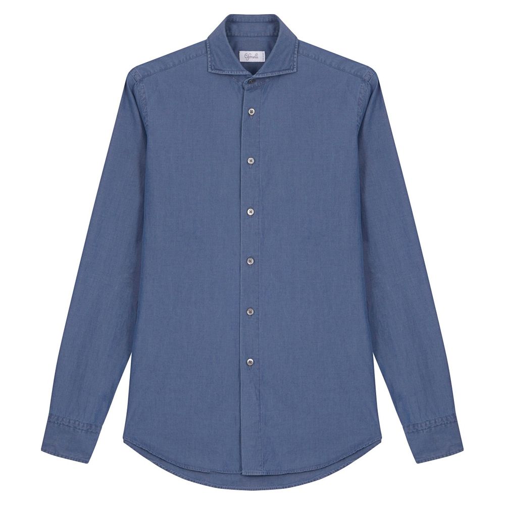 Chemise bleue en coton délavé