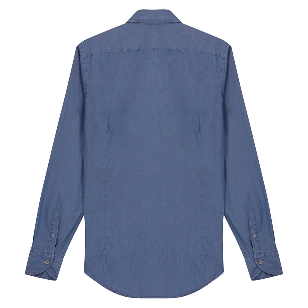 Chemise en coton bleu délavé