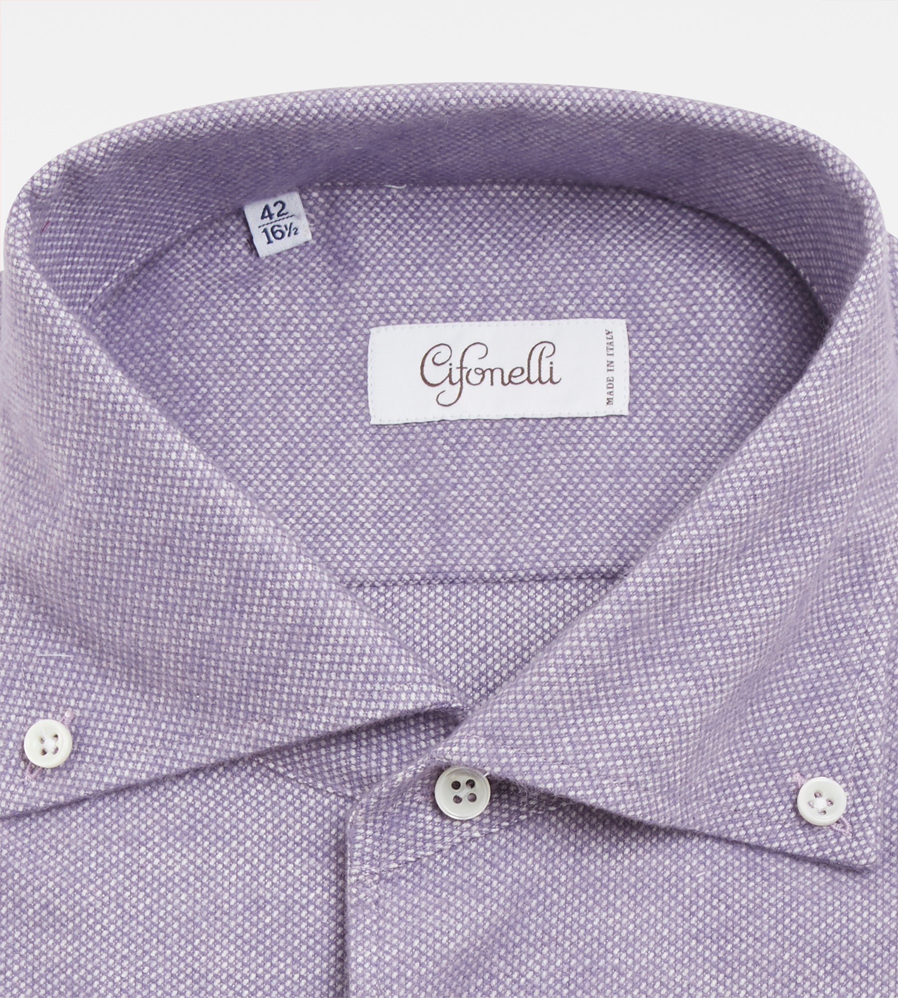 Chemise violette à surpiqûres blanches en coton