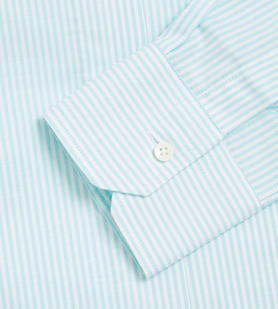 Chemise blanche & turquoise en coton à rayures