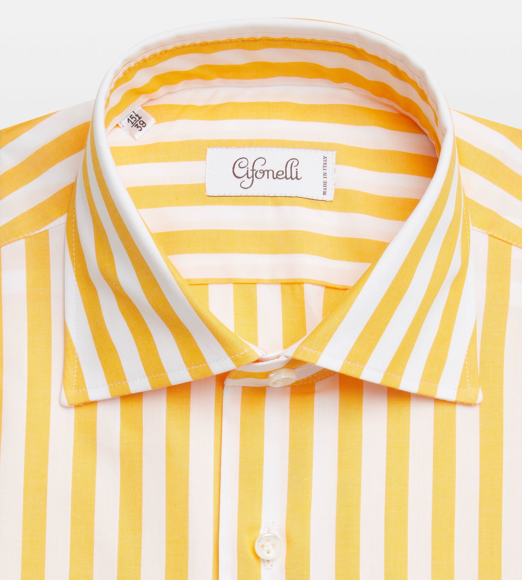 Chemise blanche & jaune en coton à rayures