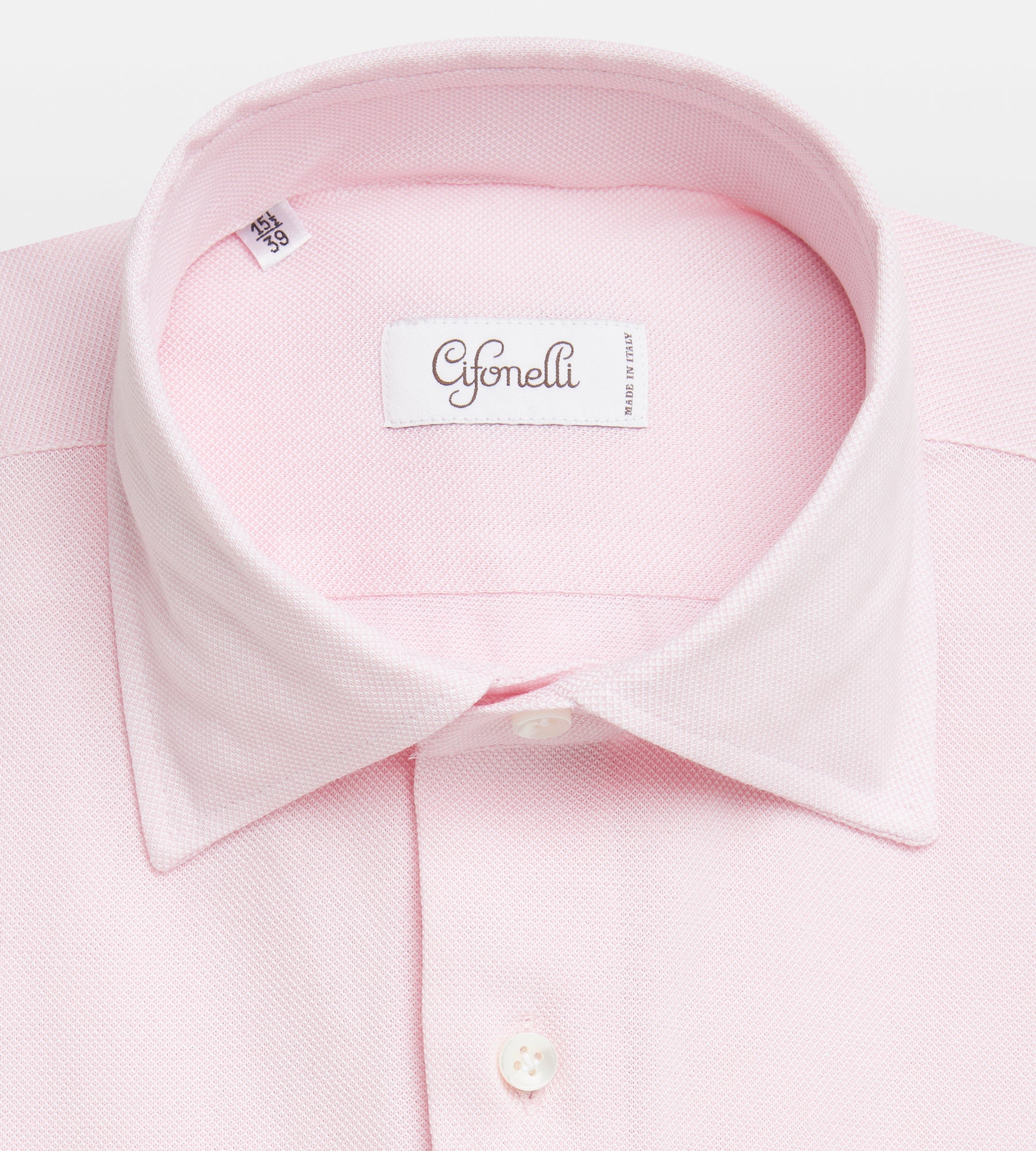 Chemise rose en coton piqué