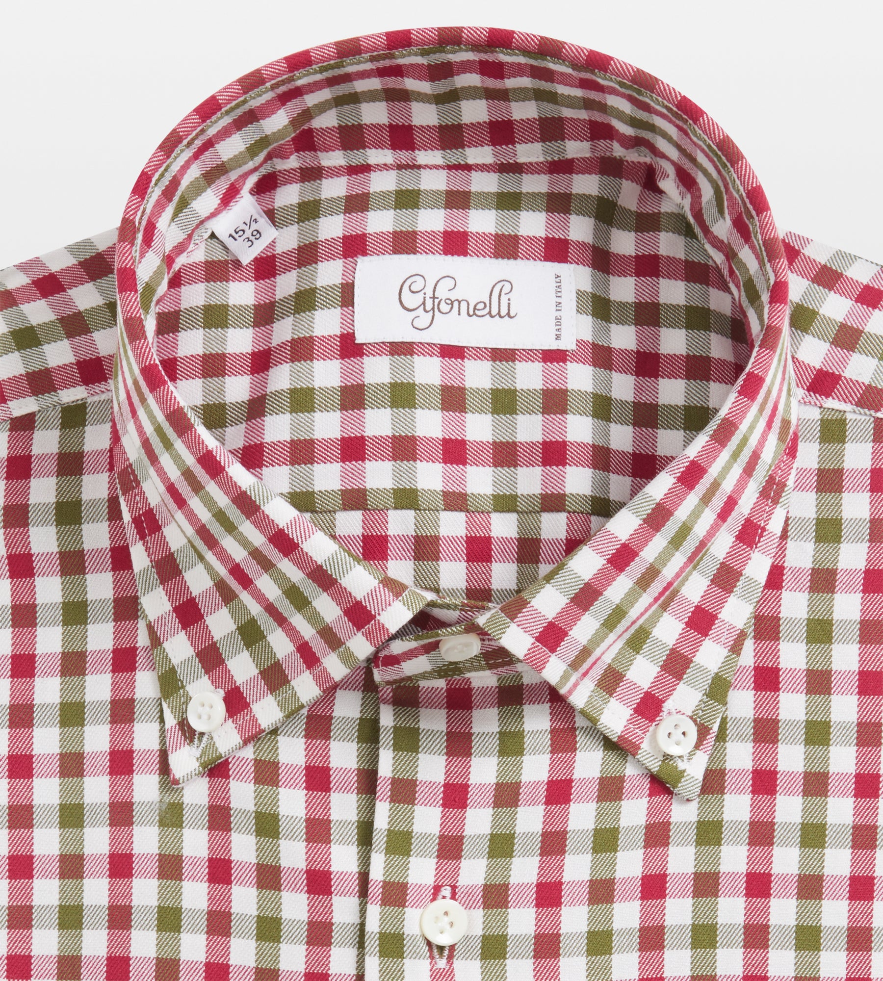 Chemise rouge, verte et blanche en coton à carreaux
