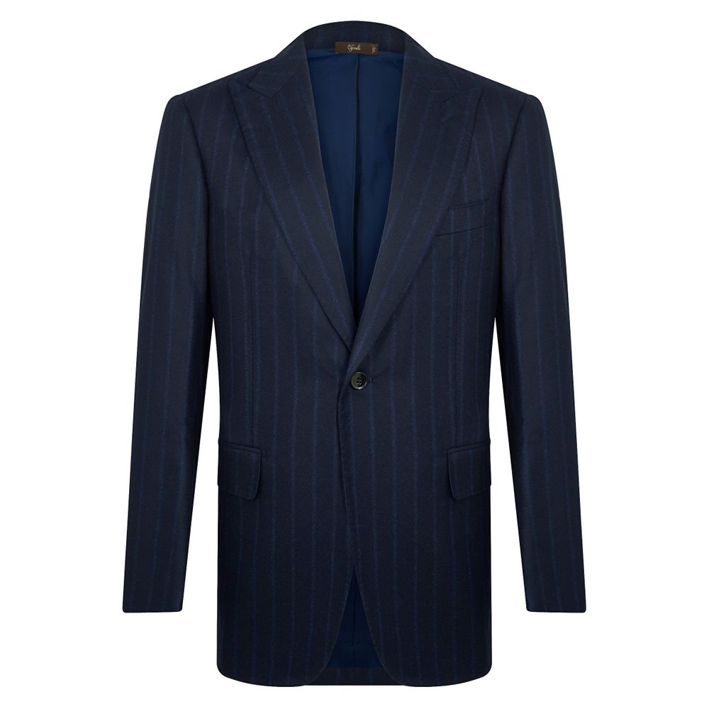 Costume en laine bleu marine à rayures