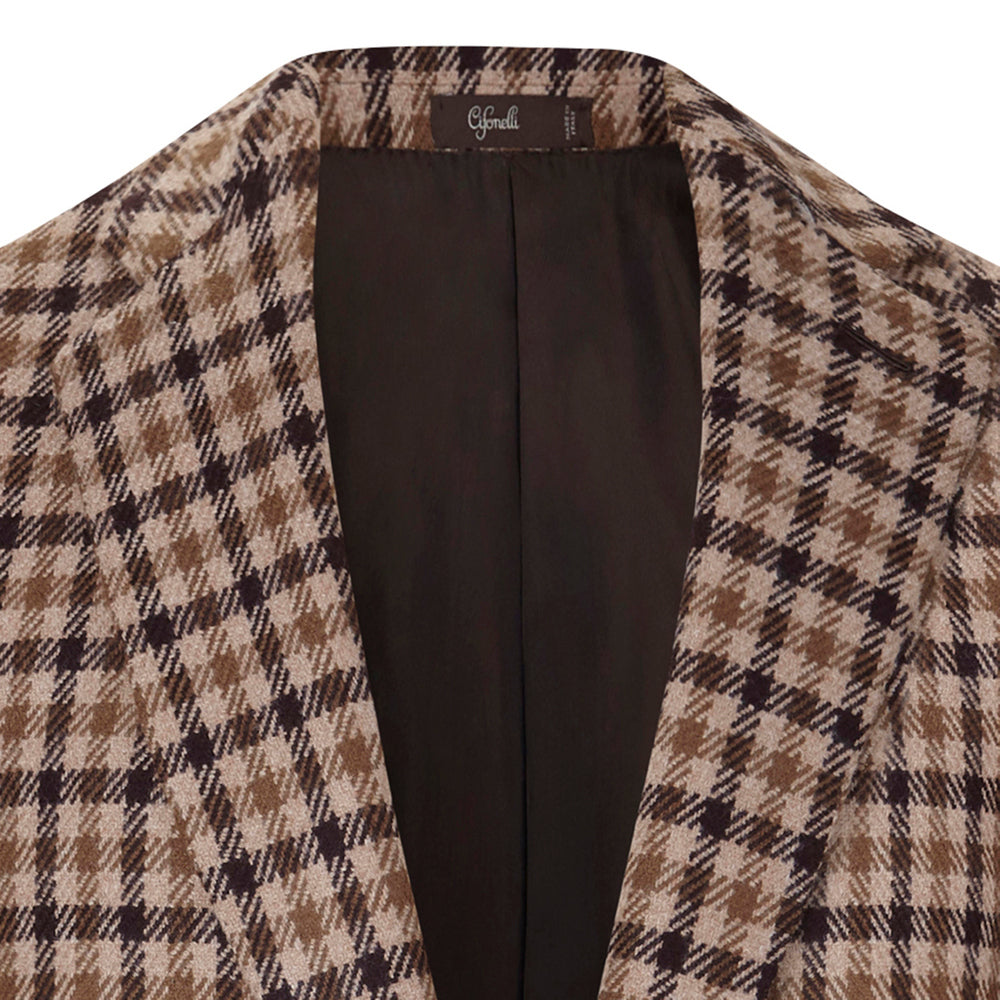 Veste marron en laine à carreaux