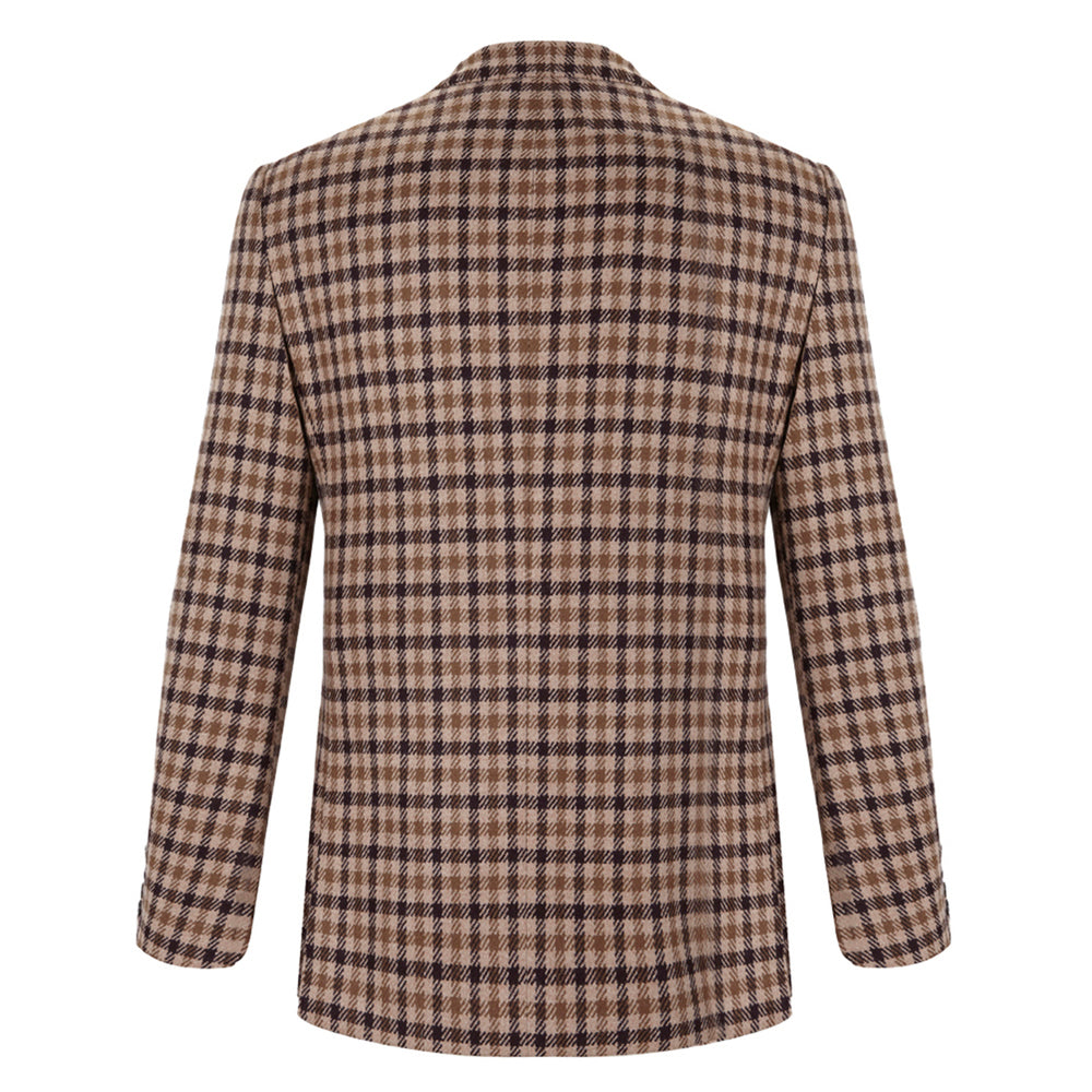 Veste marron en laine à carreaux