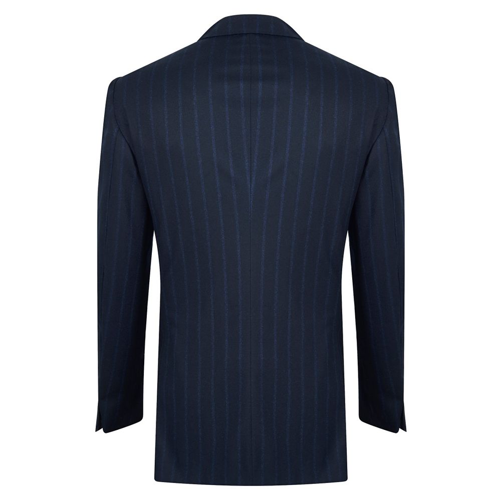 Costume bleu marine en laine à rayures