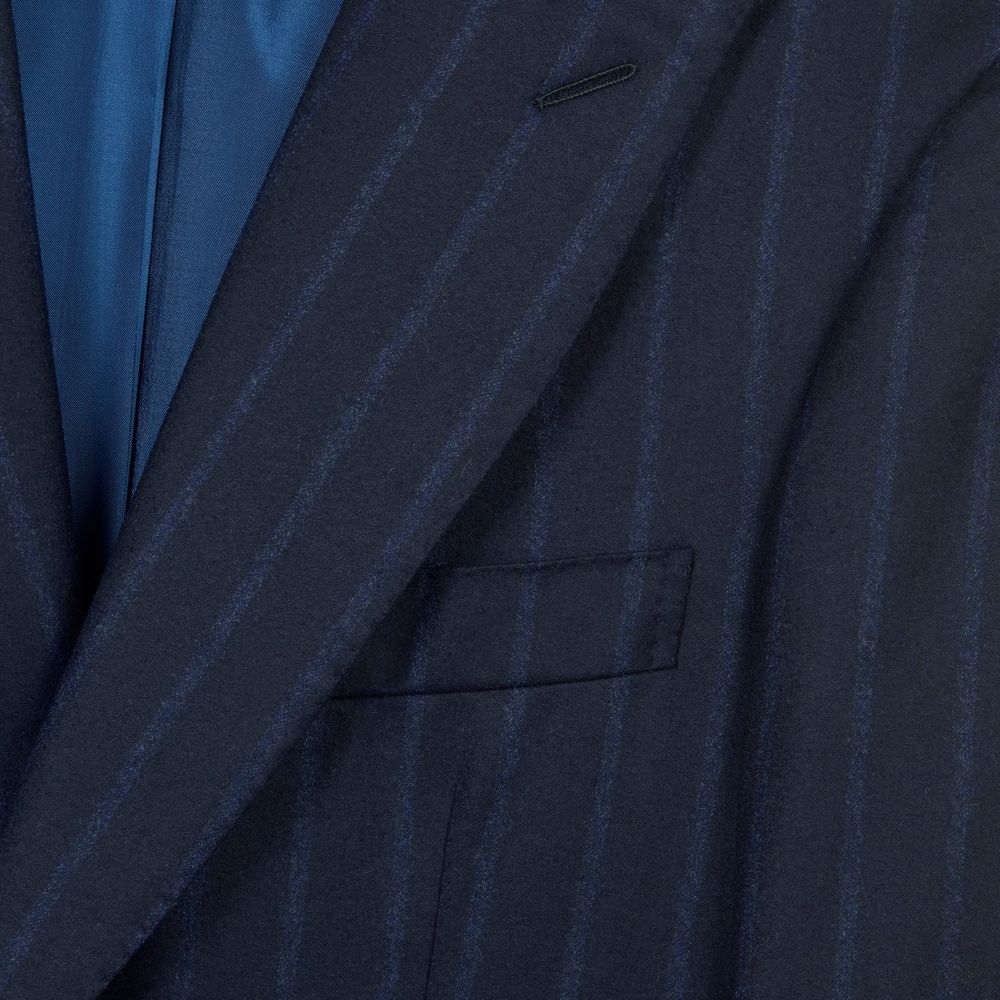 Costume bleu marine en laine à rayures