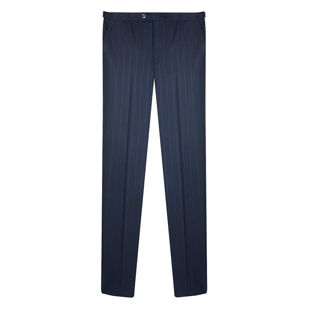Costume bleu marine en laine à rayures