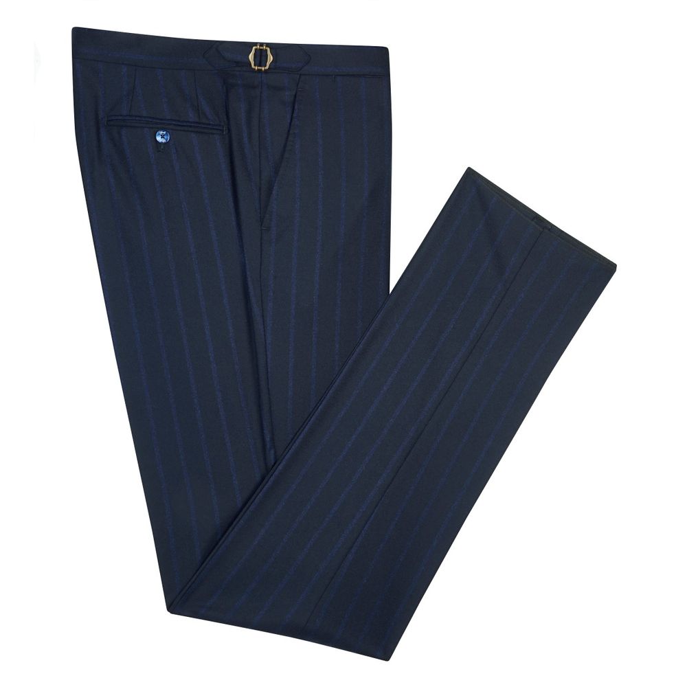 Costume bleu marine en laine à rayures