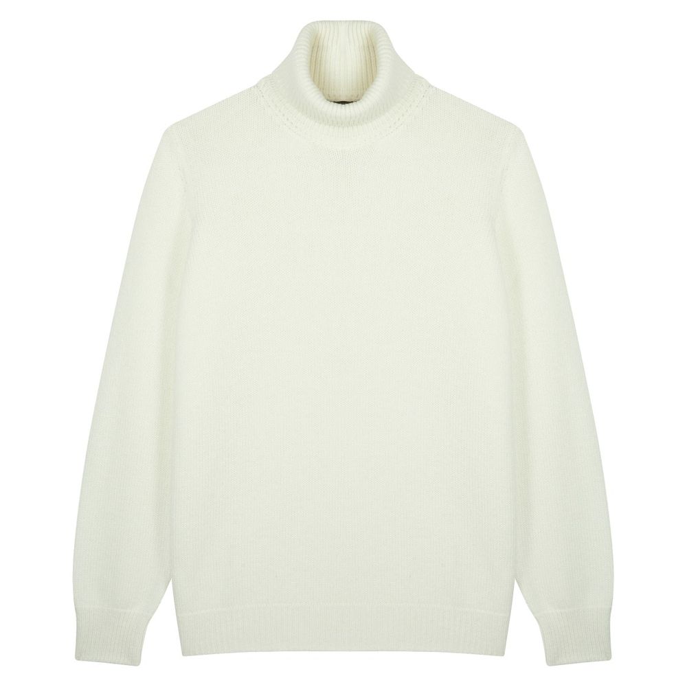 Pull col roulé en cachemire blanc cassé