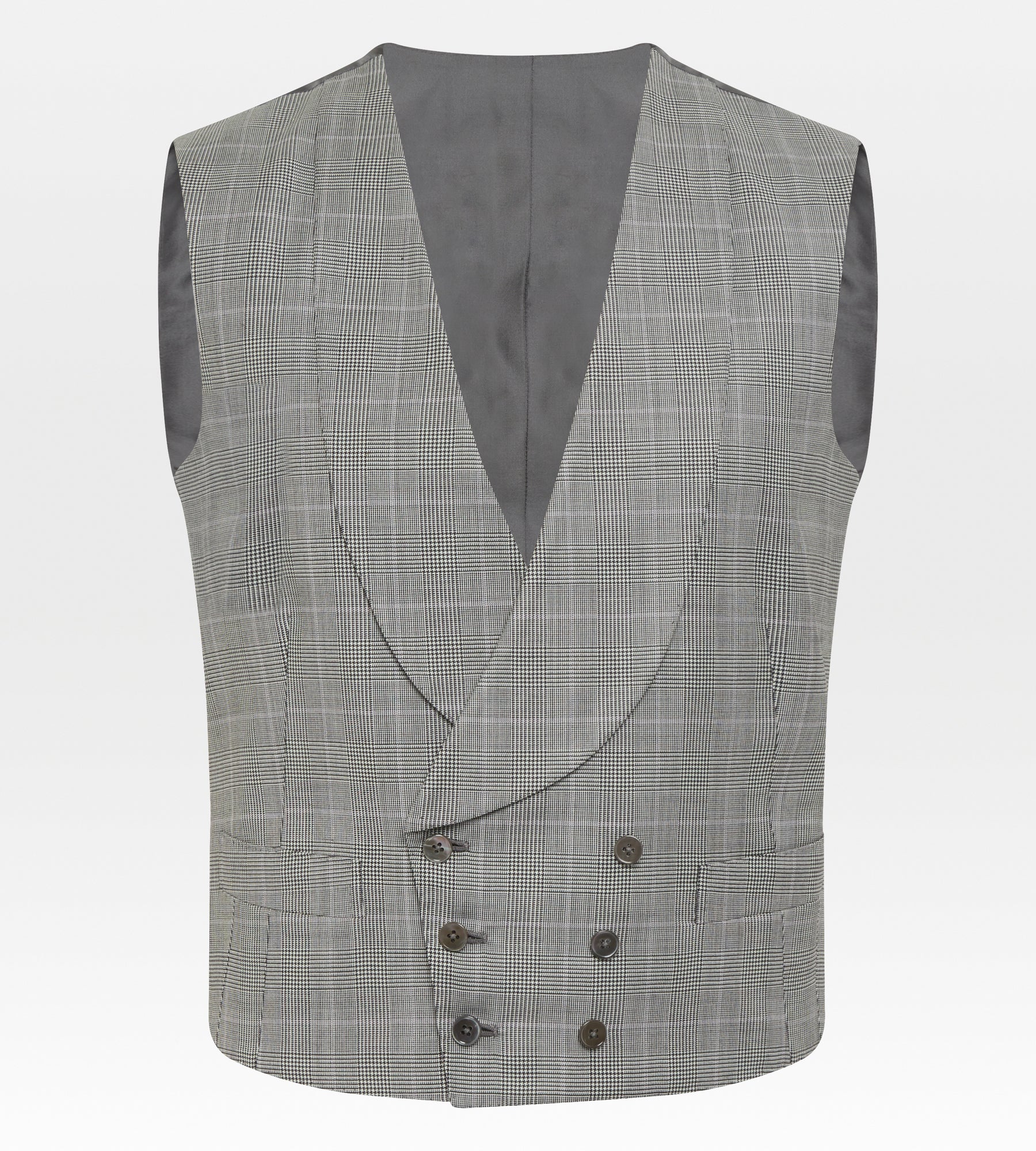 Costume 3 pièces gris en laine à motif Prince de Galles