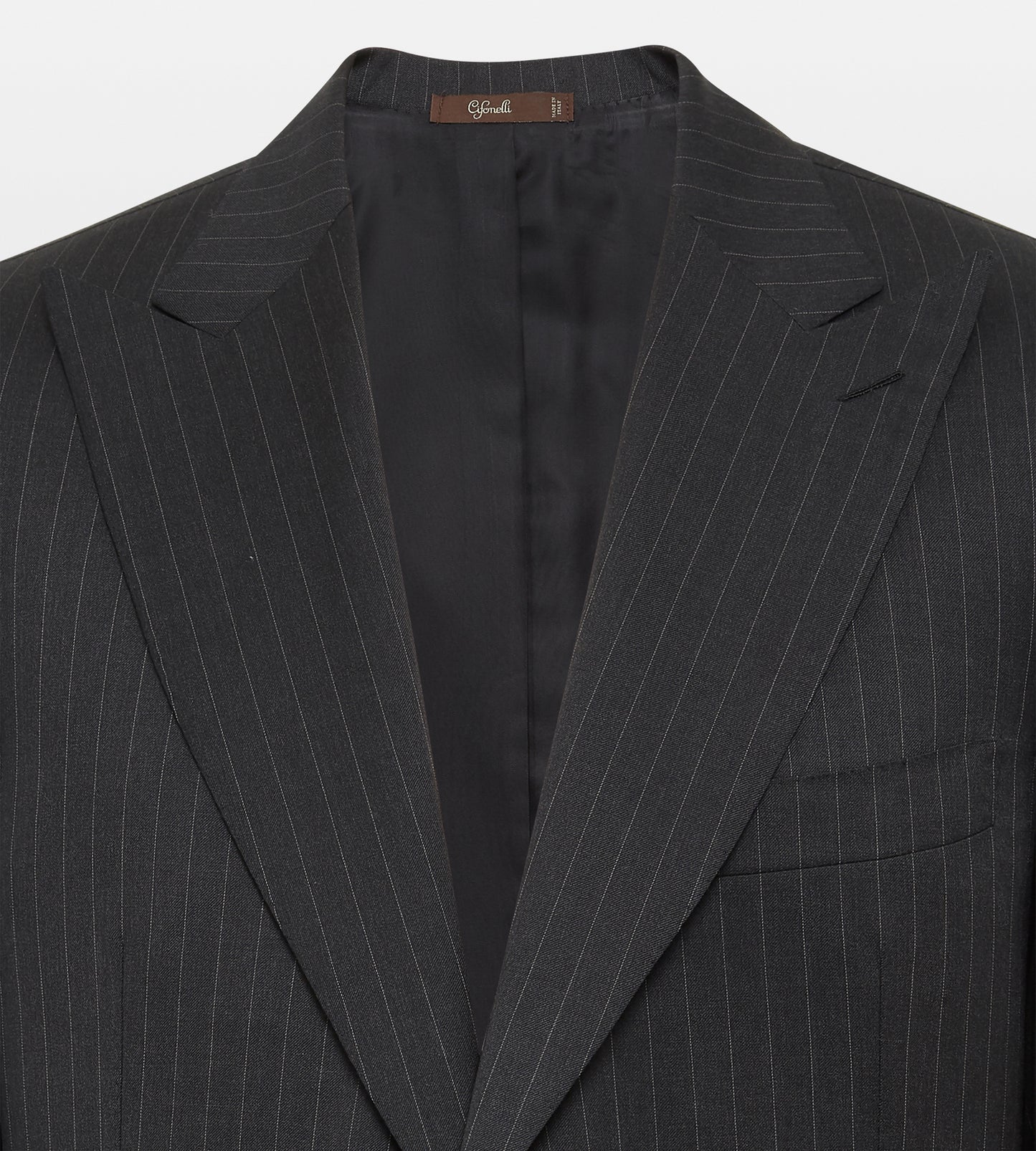 Costume en laine gris foncé à rayures