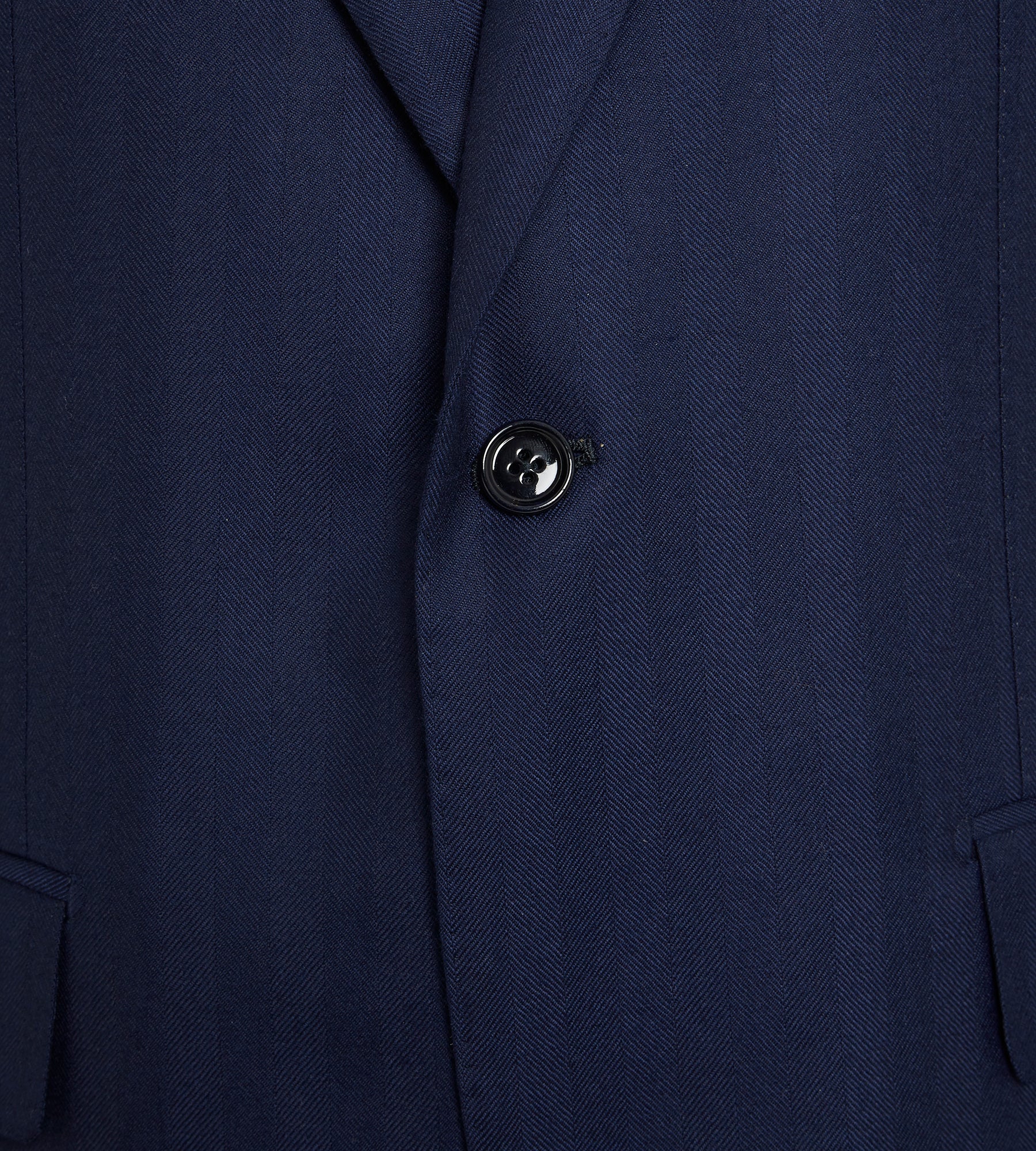 Costume bleu marine en laine & cachemire à motif chevrons