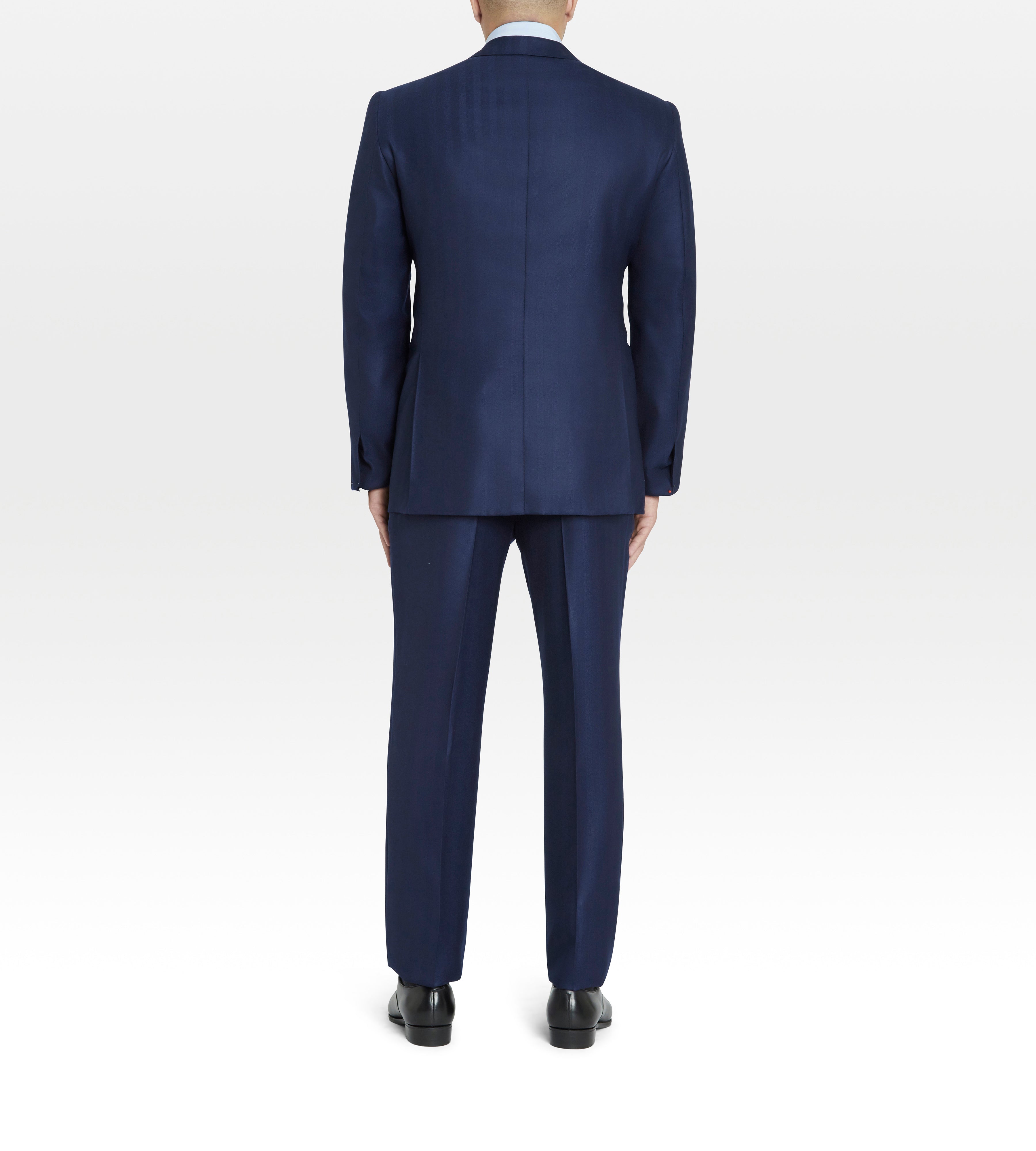 Costume bleu marine en laine & cachemire à motif chevrons