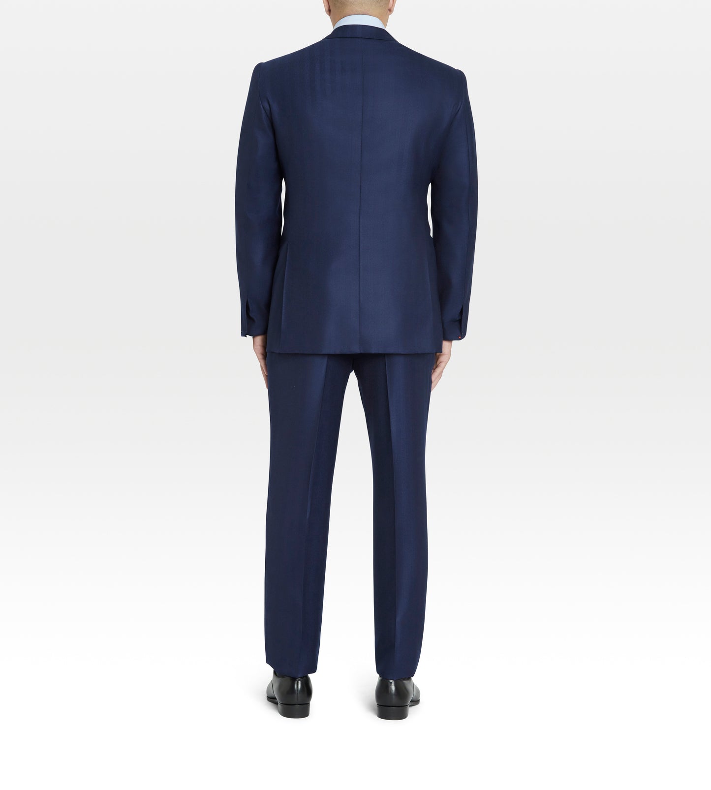 Costume en laine & cachemire bleu marine à chevrons