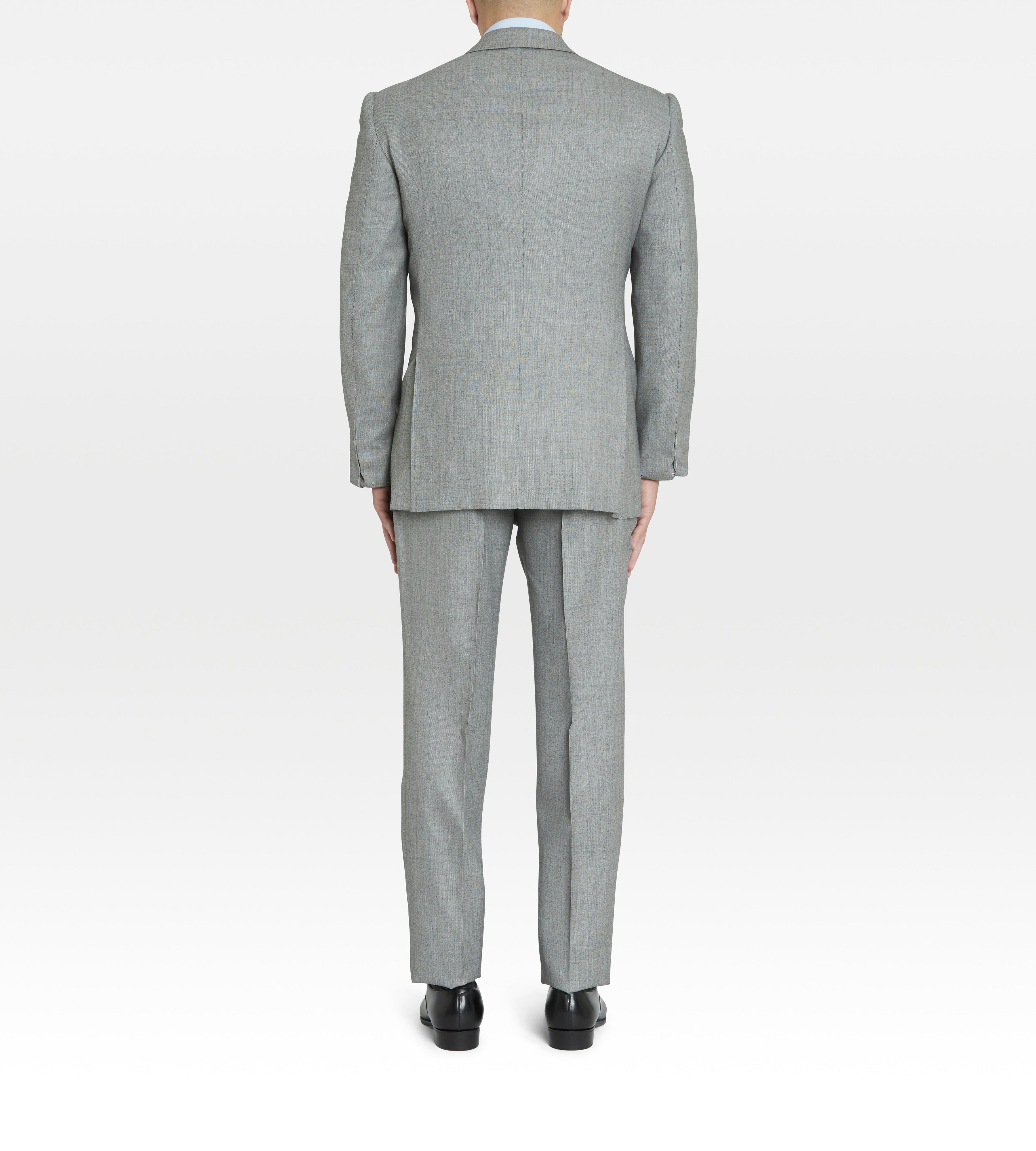 Costume croisé bas 6x1 gris en laine