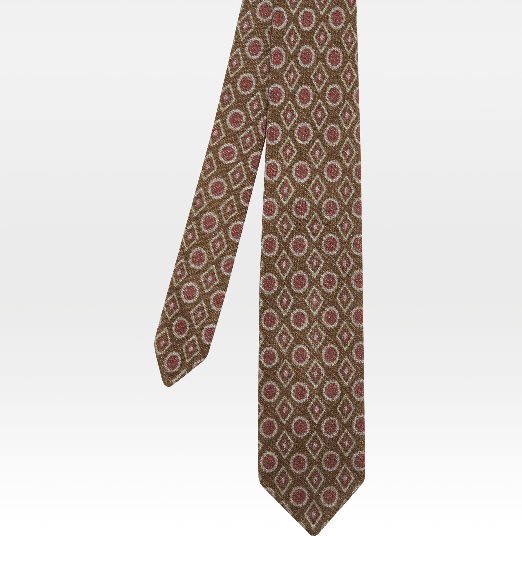 Cravate en soie marron & rouge