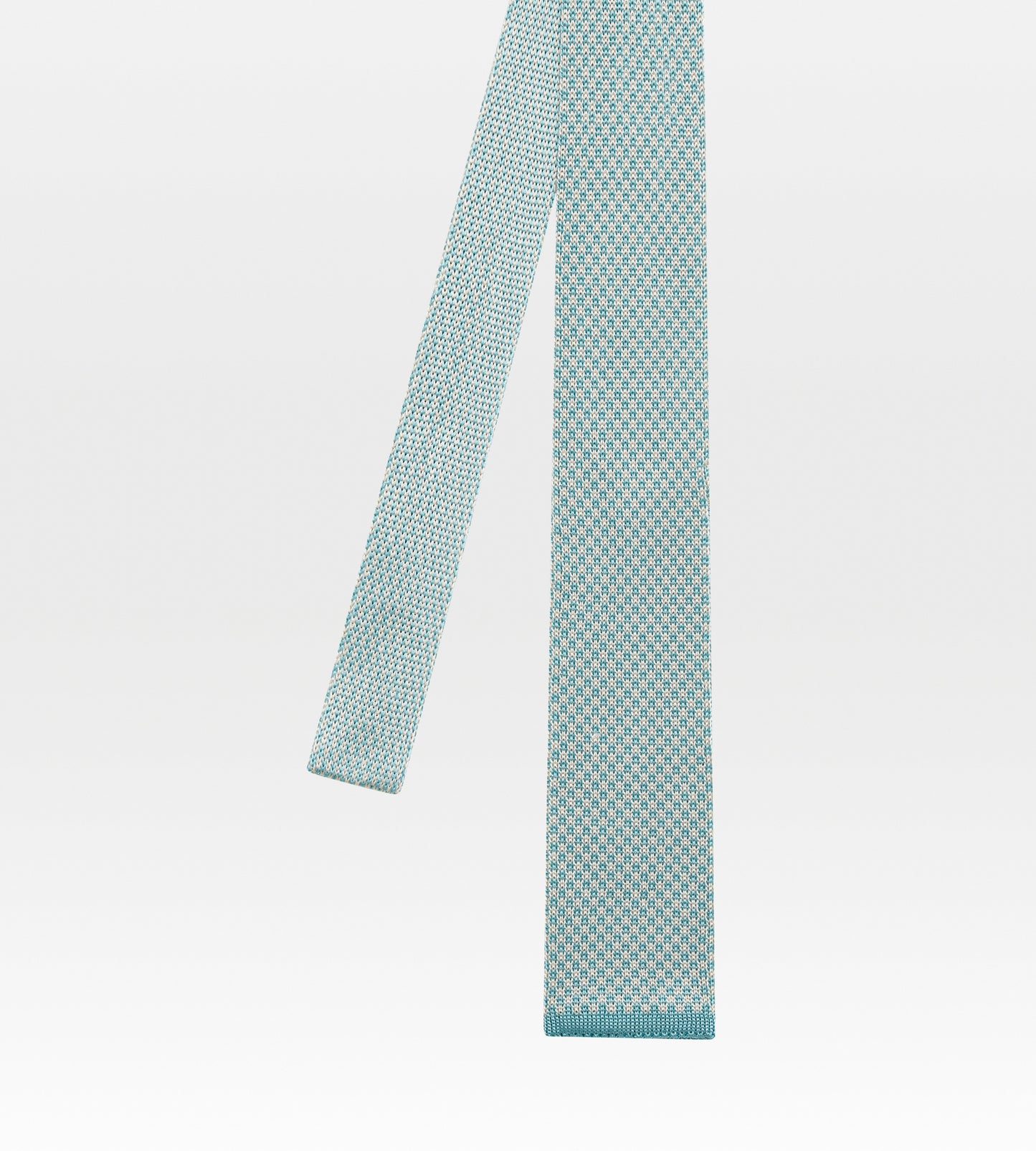 Cravate en tricot de soie turquoise & beige