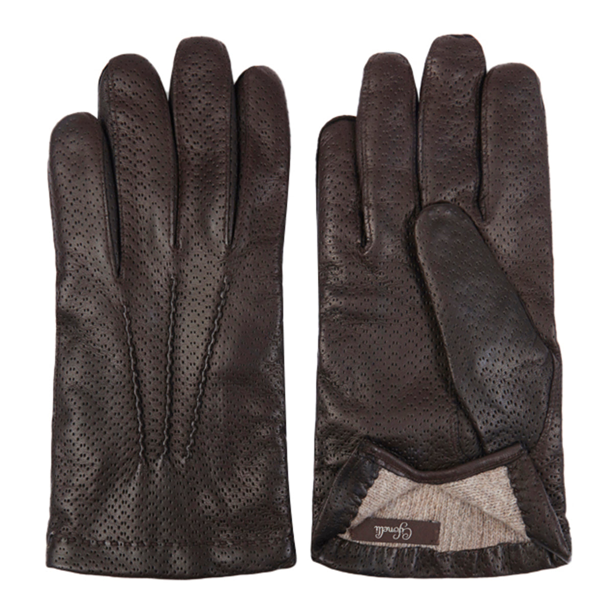 Gants marron en cuir d&