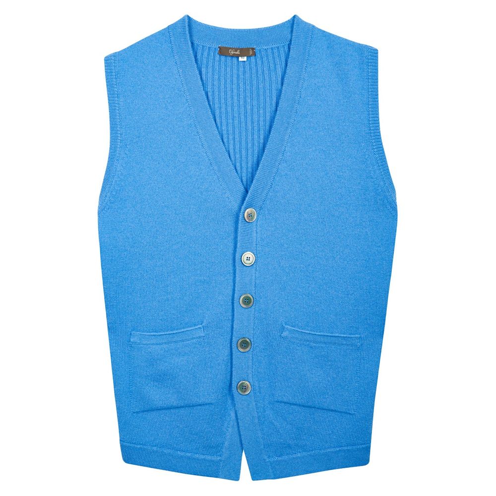 Gilet bleu en cachemire