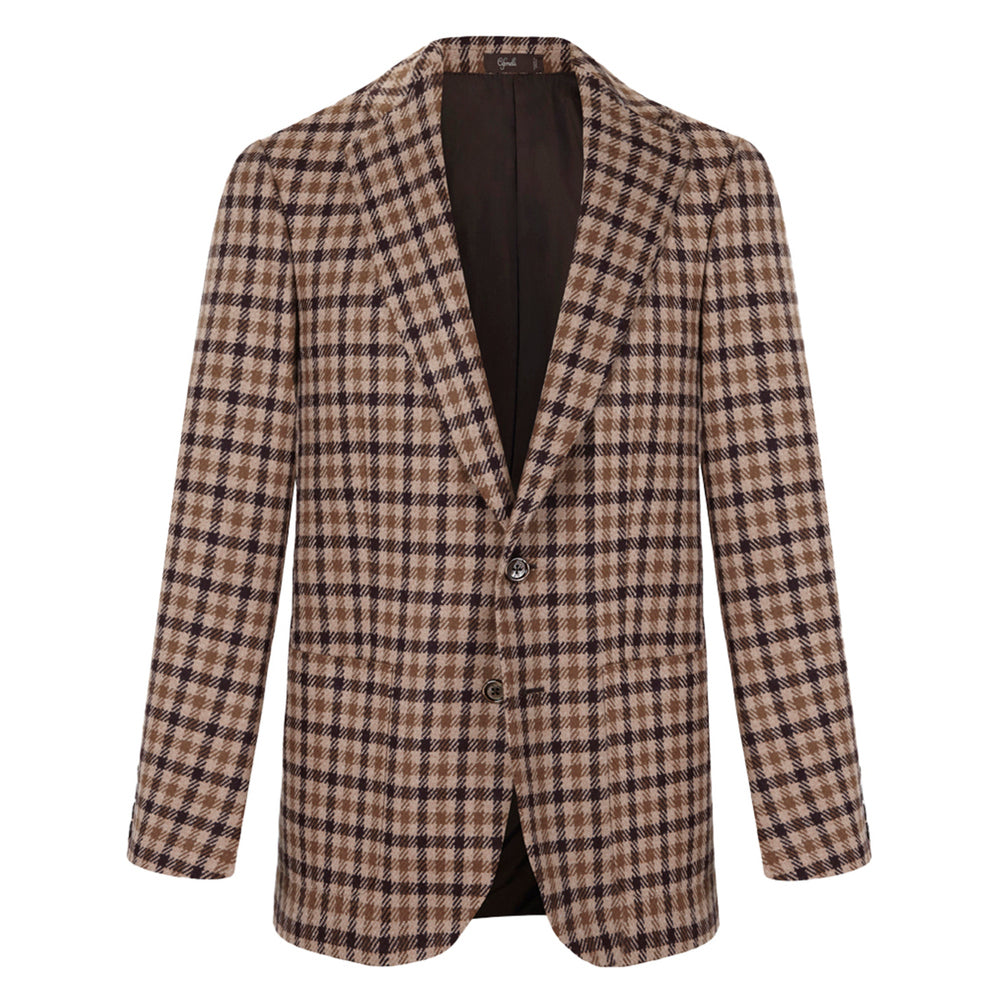 Veste en laine marron à carreaux