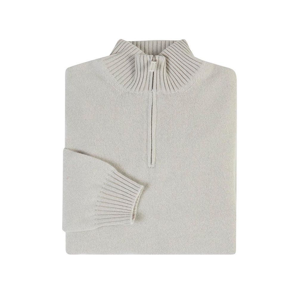 Pull à zip en cachemire beige