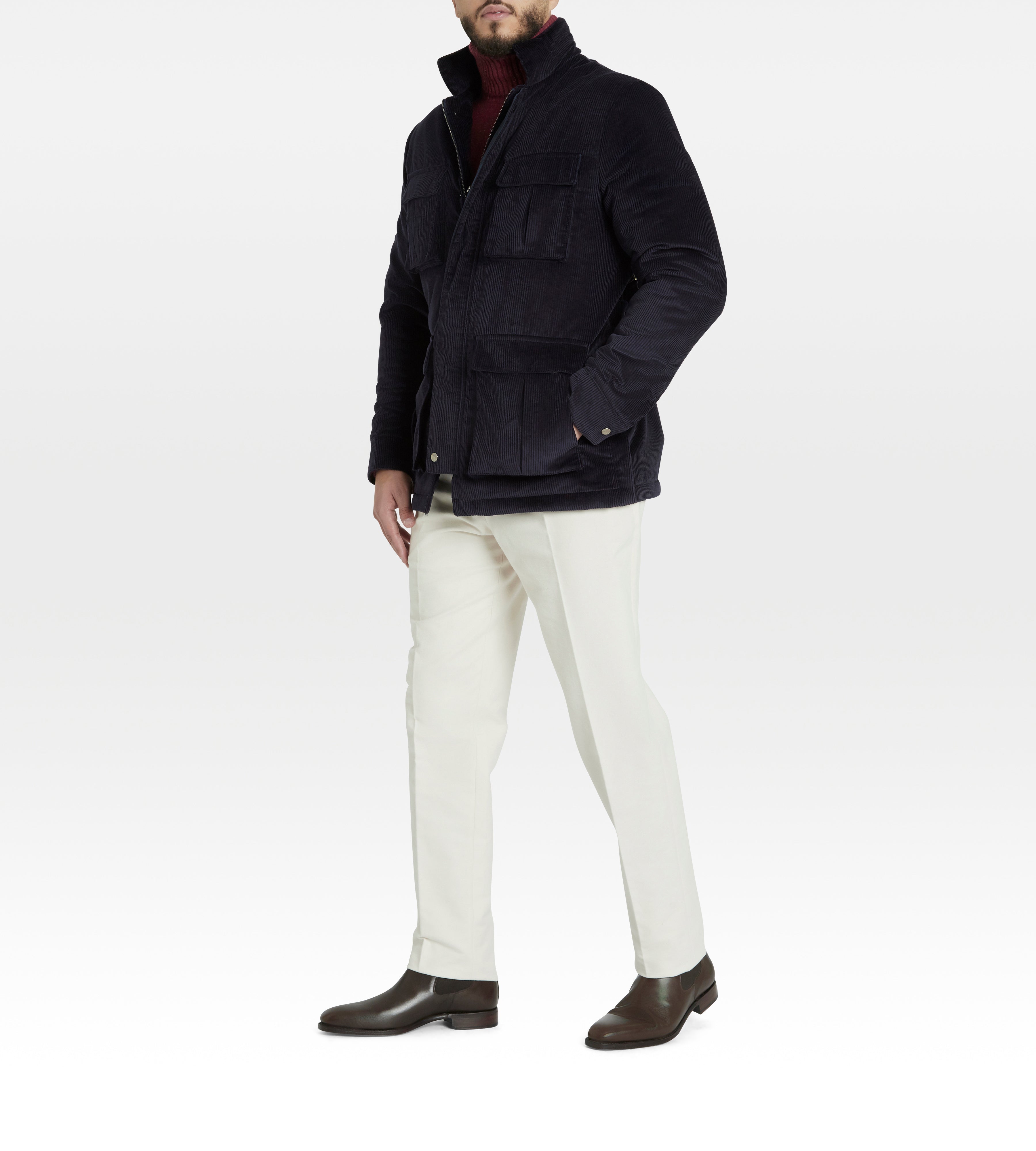 Veste en velours côtelé bleu marine