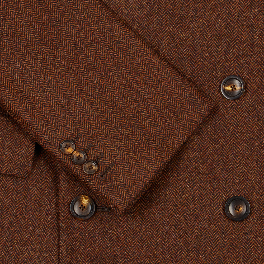 Manteau croisé en laine et cachemire marron