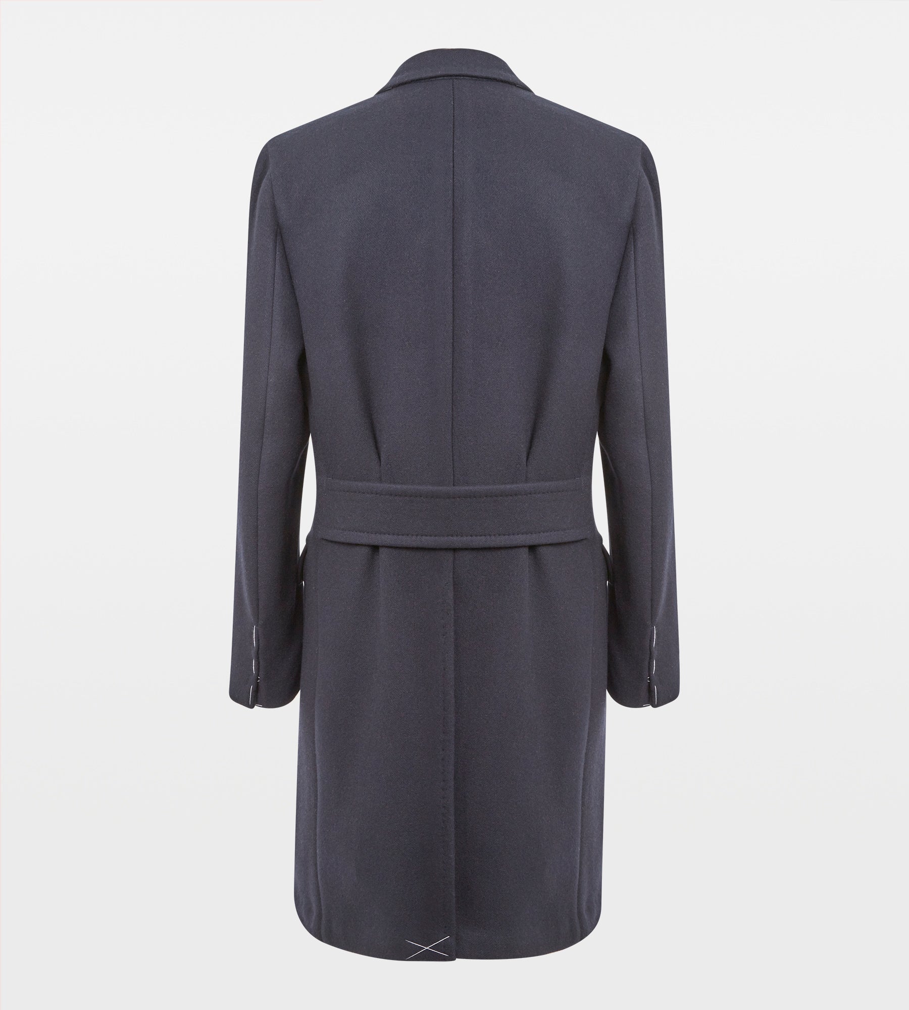 Manteau croisé en laine bleu marine
