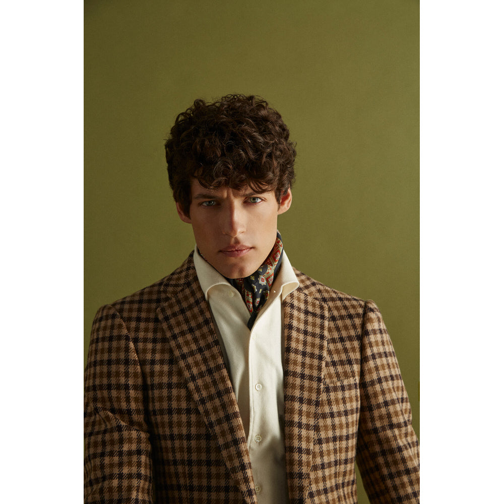 Veste marron en laine à carreaux