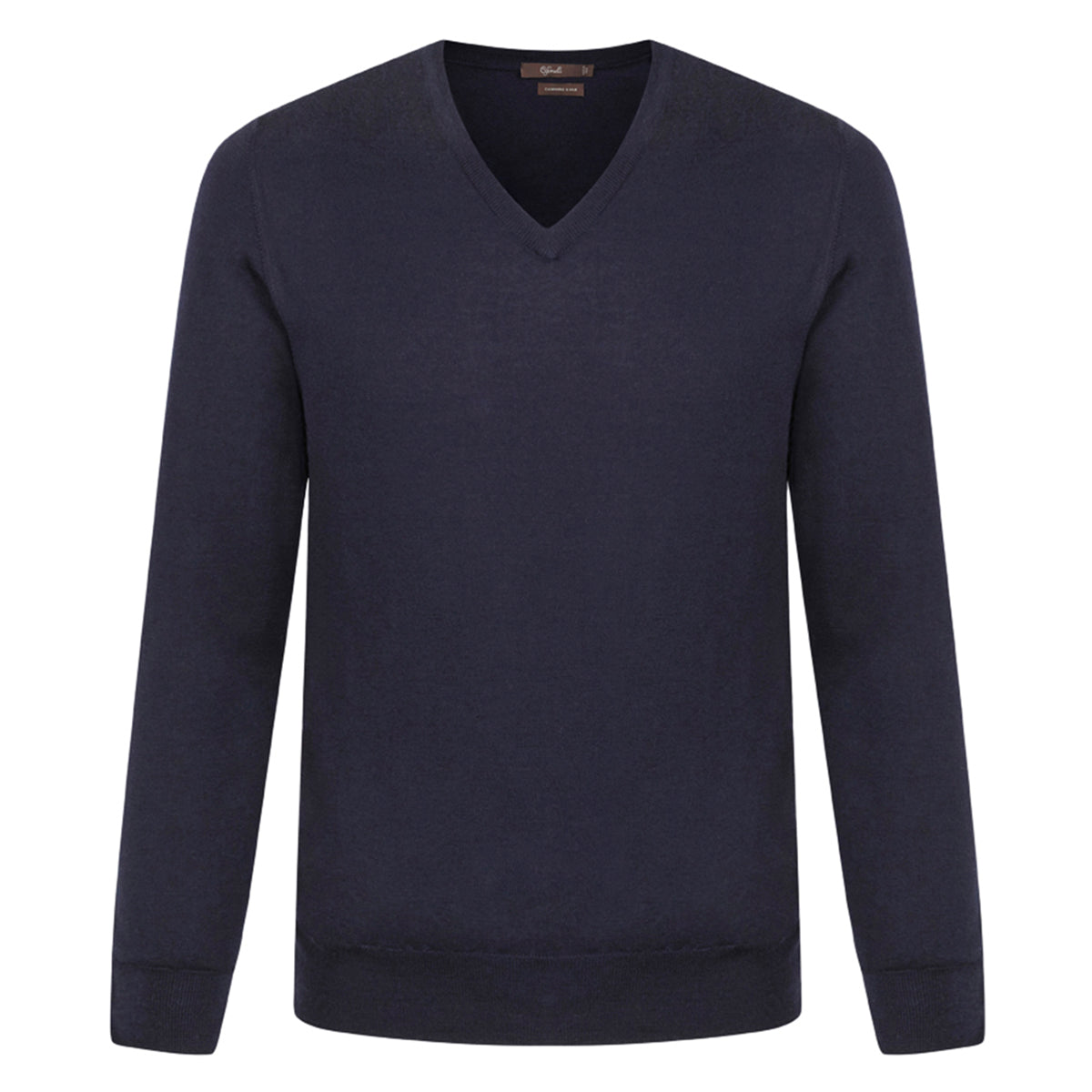Pull col V en cachemire & soie bleu marine