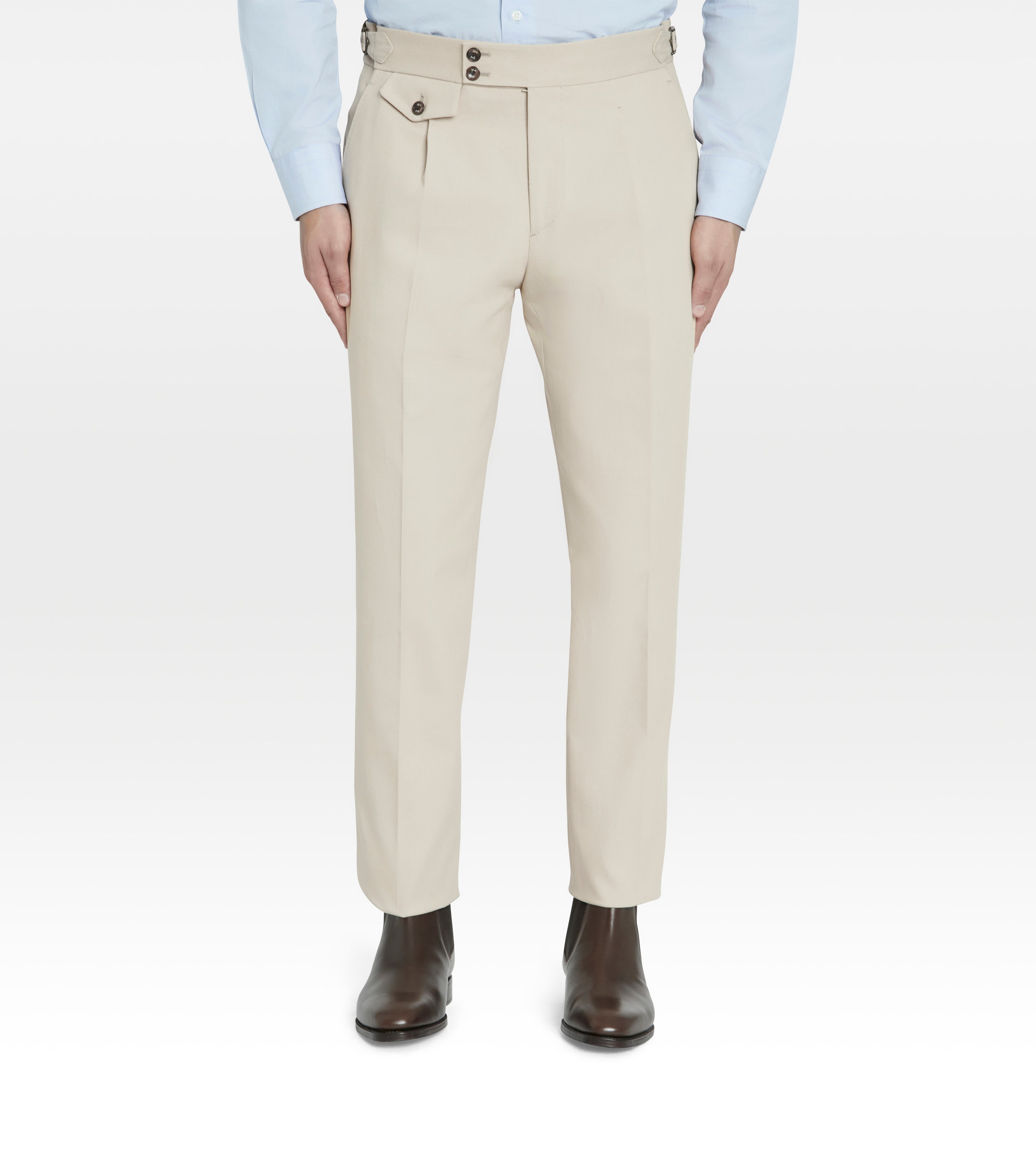 Pantalon en coton moleskine beige