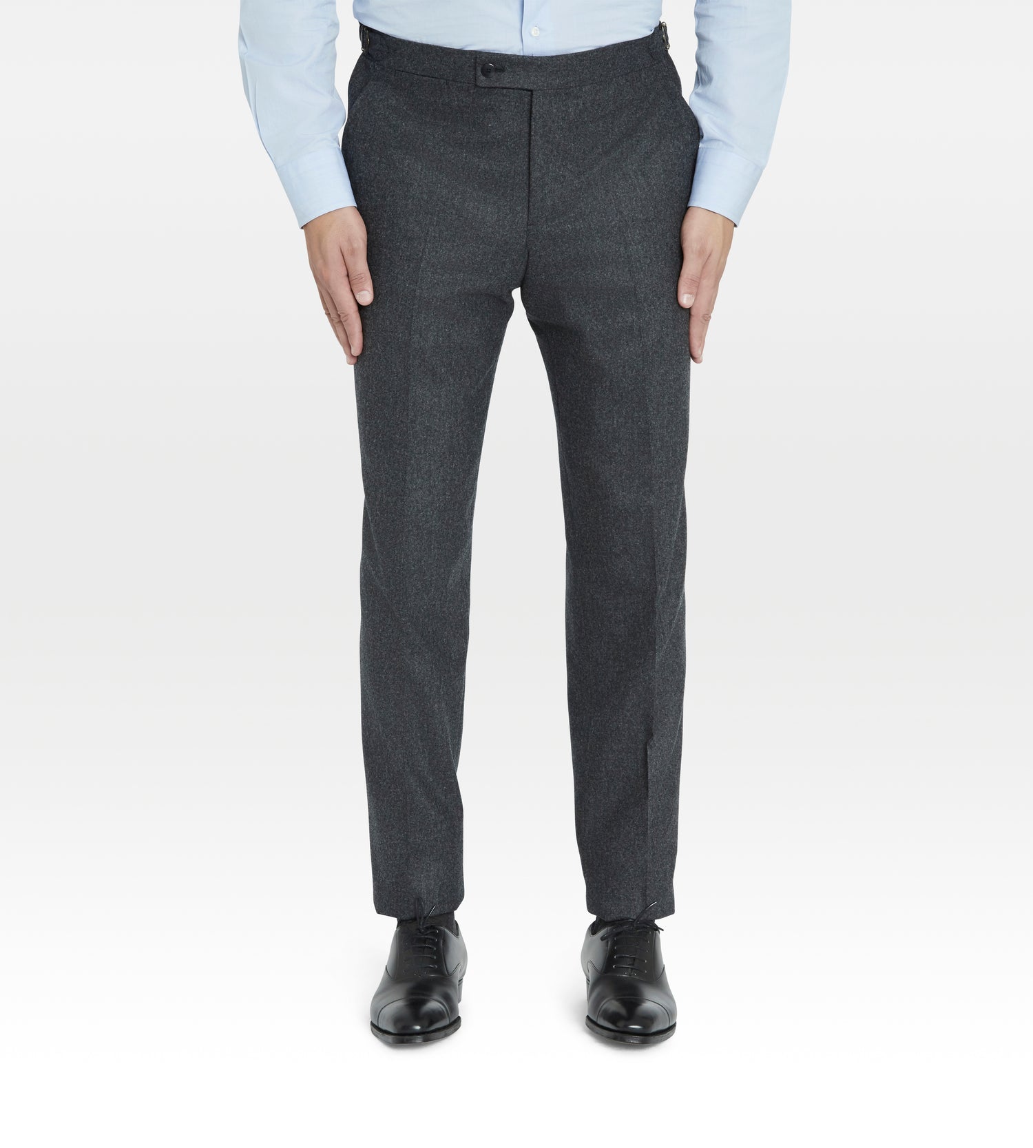 Pantalon en flanelle de laine gris foncé