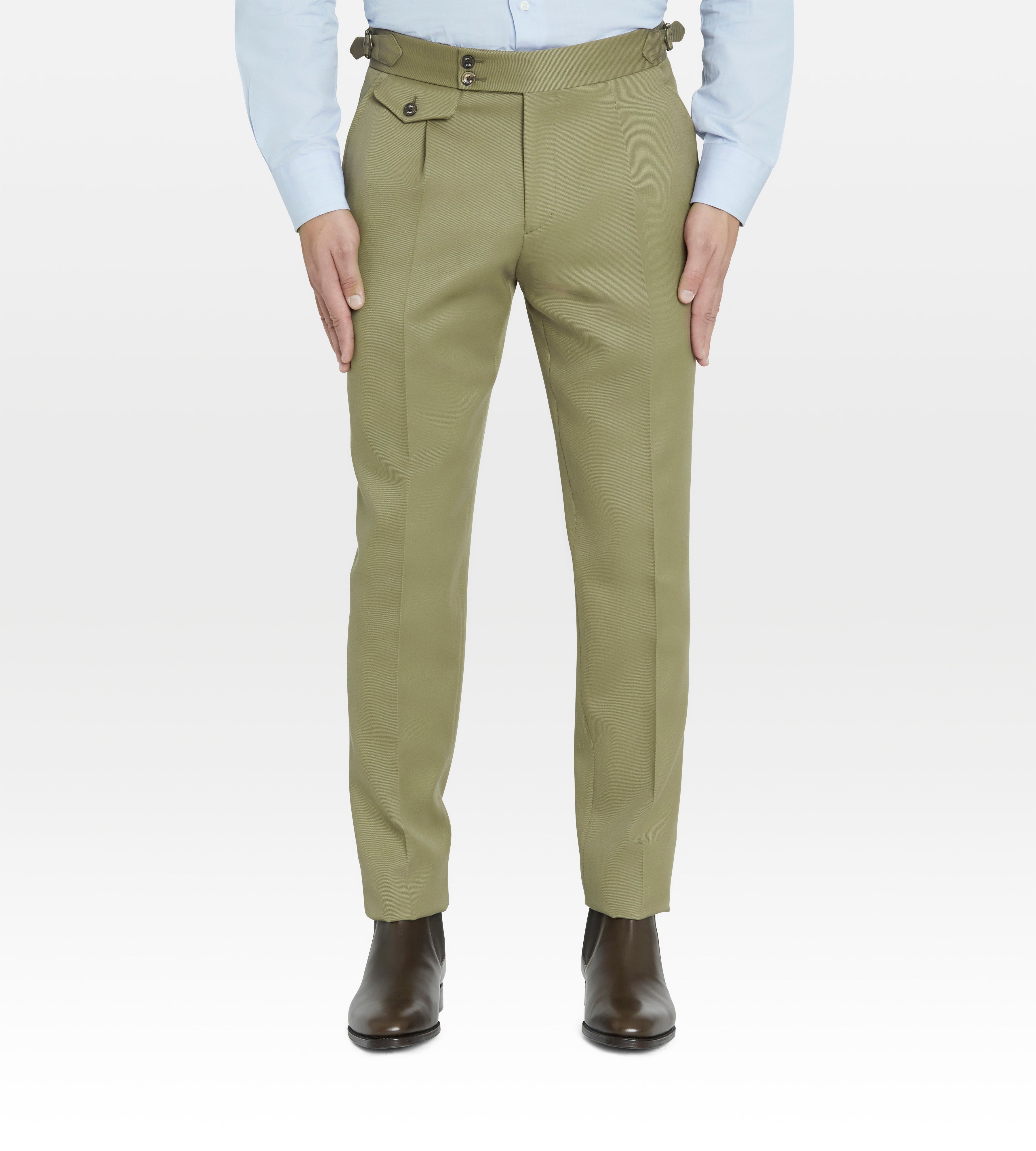 Pantalon en laine kaki