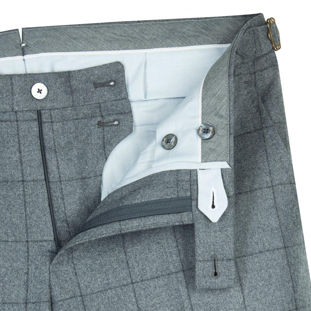 Costume croisé en laine gris à carreaux fenêtre